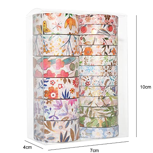 HASTHIP 18 Rolls of Gold Foil Fower and Paper Tape Set Colored Tape Colored Decorative Painter Tape for Handcraft Scrapbooking Bullet Diary DIY Gift Packaging HASTHIP 18 Rolls of Gold Foil Fower and Paper Tape Set Colored Tape Colored Decorative Painter Tape for Handcraft Scrapbooking Bullet Diary DIY Gift Packaging